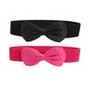 Allegra K Women's 2Pcs Bowknot Elastic Belts, 2.4" Width Elegant Cute Stretchy Cinch Waistband for Dress Wedding Fit Waist:24-32 inches Fuchsia+Black view 4
