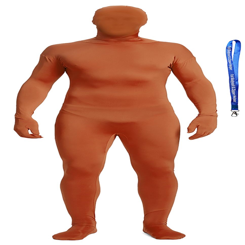 Full Bodysuit With Zipper Helper Spandex Unisex Unitard Tights Suit Zentai Cosplay Costume (XX-Large, Brown)
