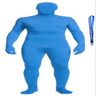 Full Bodysuit With Zipper Helper Spandex Unisex Unitard Tights Suit Zentai Cosplay Costume (Small, Light Blue)