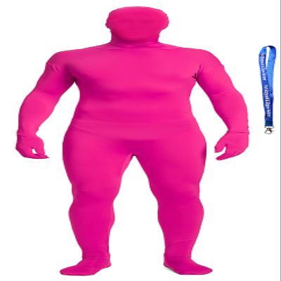 Full Bodysuit With Zipper Helper Spandex Unisex Unitard Tights Suit Zentai Cosplay Costume (Small, Hot Pink)