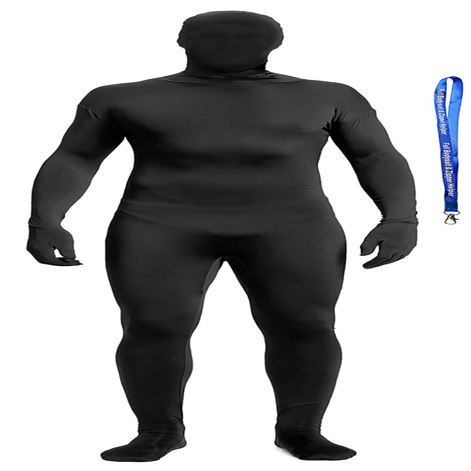 Full Bodysuit With Zipper Helper Unisex Spandex Stretch Adult Costume Zentai Disappearing Man Body Suit (Medium, Black)