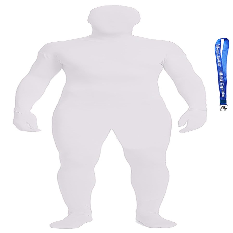 Full Bodysuit With Zipper Helper Unisex Spandex Stretch Adult Costume Zentai Disappearing Man Body Suit (XX-Large, White)