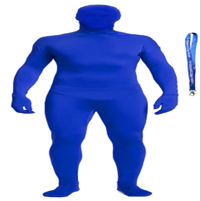 Full Bodysuit With Zipper Helper Unisex Spandex Stretch Adult Costume Zentai Disappearing Man Body Suit (X-Large, Blue)