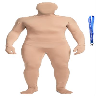 Full Bodysuit With Zipper Helper Unisex Spandex Adult Costume Zentai Body Suit (Large, Nude)