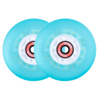 Rollerex Glowrider 92A Inline Skate Wheels w/Built-in Magnetic LED Lights & Incl. Bearings Light-Up Wheels for Roller Blades, Scooters, More (2-Pack) (Eternal Blue, 80mm)