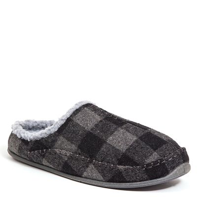 Deer Stags Unisex Nordic Fabric Slipper / Grey/Black Plaid / Men's 16 US / Medium