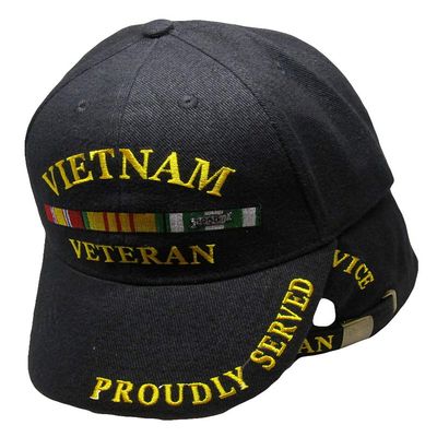 AES Vietnam War Veteran Proudly Served Embroidered Hat Black Ball Cap EE 0512