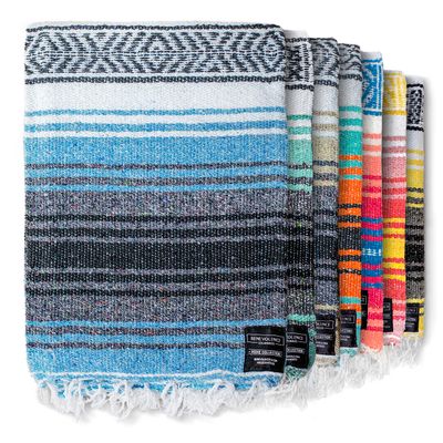 Benevolence LA Authentic Handwoven Mexican Blanket | Yoga Blankets, Outdoor, Picnic, Beach, Camping | Equestrian Saddle | Serape 50x70 inches - Sky Blue, Pack of 1