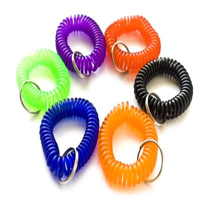 ONDEPOT 100pcs Colorful Soft Spring Spiral Coil Elastic Wrist Band Key Ring