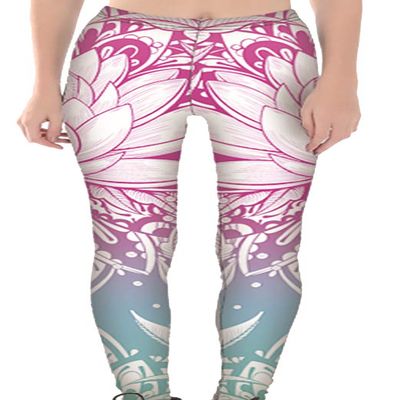 Sister Amy Women's Digital Skull Printted Ankle Elastic Tights Shiny Legging O-Colorful Flowers US XL O-Colorful Flowers