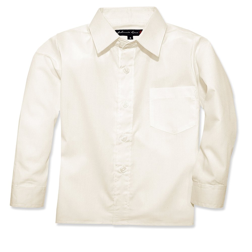 Boy's Long Sleeves Dress Shirt from Baby to Teen JJL32 (16, Ivory)