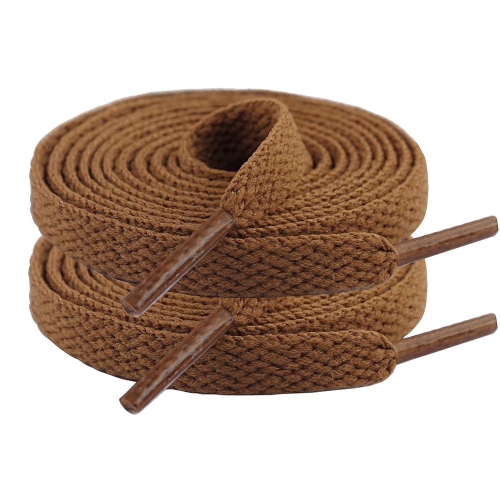 47" Solid Color Flat Shoelaces for 5-6 Eyelet Rows Sneakers Hiking Boots Running Shoes(Brown)