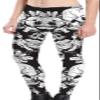 Sister Amy Women's Digital Skull Printted Ankle Elastic Tights Shiny Legging O- Skulls in White Flowers US L O- Skulls in White Flowers view 2