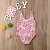 Newborn Baby Girl Cute Unicorn Swimsuit Rainbow Bathing Suit Bikini Floral Swimwear for Baby Girls Beach Wear (Pink, 80(6-12 M)) view 3