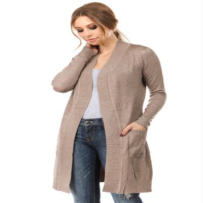 Cielo Women's Long Sleeve Sweater Duster Cardigan Camel L