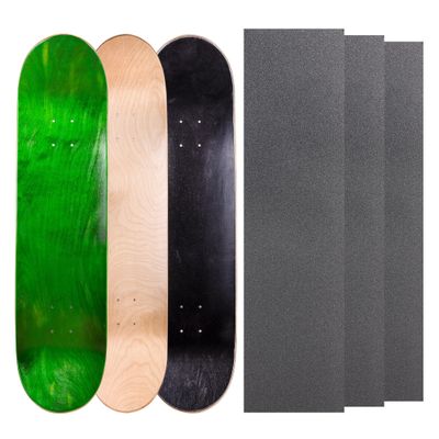 Cal 7 Blank Maple Skateboard Decks with Grip Tape (Green, Natural, Black, 7.75 inch)