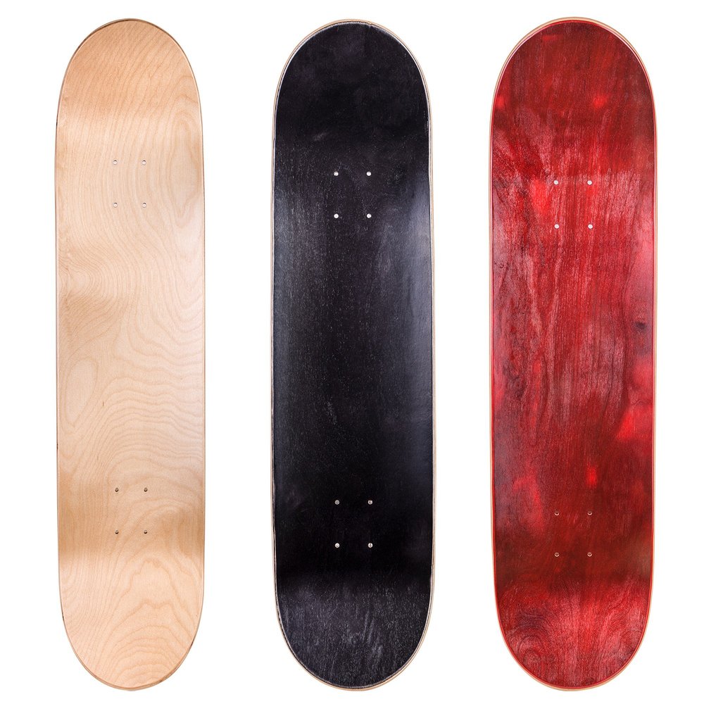 Cal 7 Blank Maple Skateboard Decks (Natural, Black, Red, 7.75 inch)