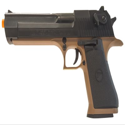 Desert Eagle 50AE Magnum Spring Powered Airsoft Pistol (Black/Dark Earth) + 100BB Poly Bag (Green Clear), 1 LB, Two-Tone, Model:90113