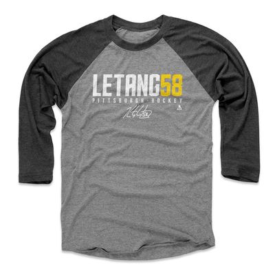 500 LEVEL Kris Letang Tee Shirt (Baseball Tee, X-Large, Black/Heather Gray) - Pittsburgh Raglan Tee - Kris Letang Letang58 W WHT