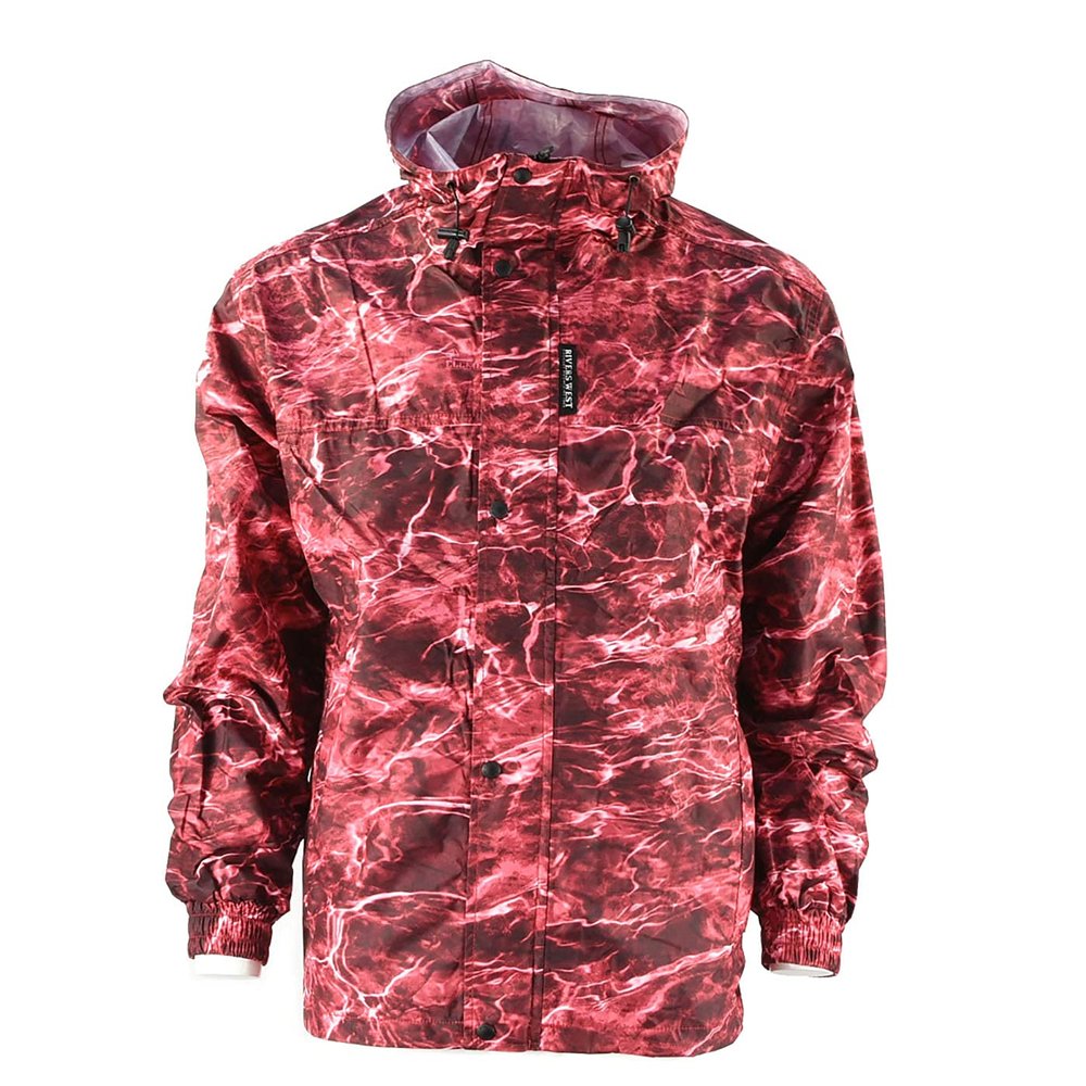 Rivers West Men's Standard Ultra Light Storm Waterproof Windproof Fishing Jacket, Mossyoak Agua Crimson, X-Large