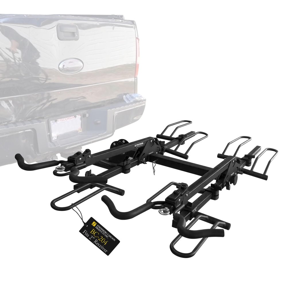 Stromberg Carlson BC-204 Heavy Duty Platform Mount Bike Rack Folding Hitch Carrier for 4 Bikes, Fits 2" Hitch Receiver, Durable Transport Solution, Compatible with Cars, SUVs, Truck and Trailer