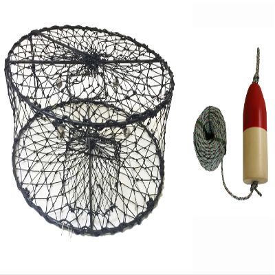 KUFA CT50 Sports Foldable Crab Trap with 14" Red/White Bullet Floats & 1/4" x100' Lead Core Sinking Line Combo (CT50+FQL103)
