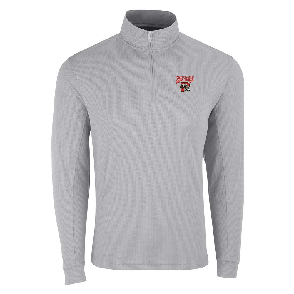 Vantage Apparel Minor League Baseball Portland Sea Dogs 1/4-Zip Tech Pullover, Gray, XL