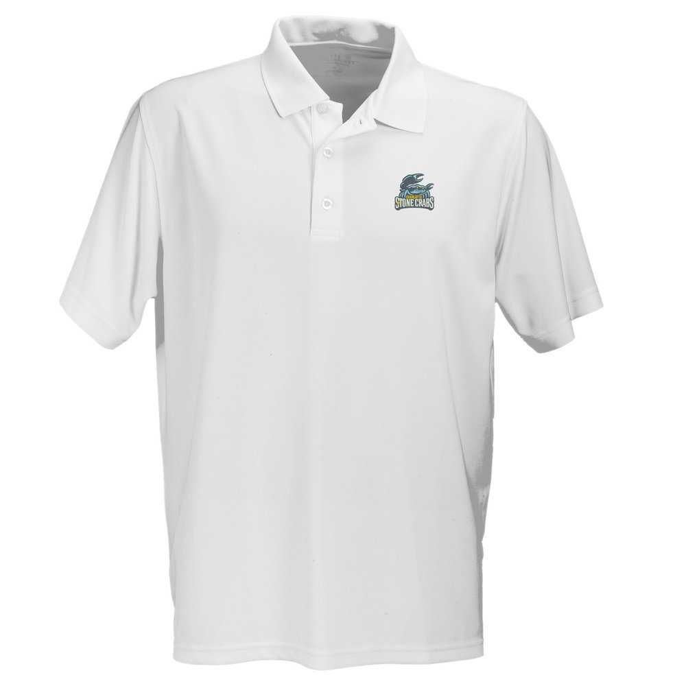 Vantage Apparel Minor League Baseball Charlotte Stone Crabs Men's Performance Mesh Polo Shirt, Large, White