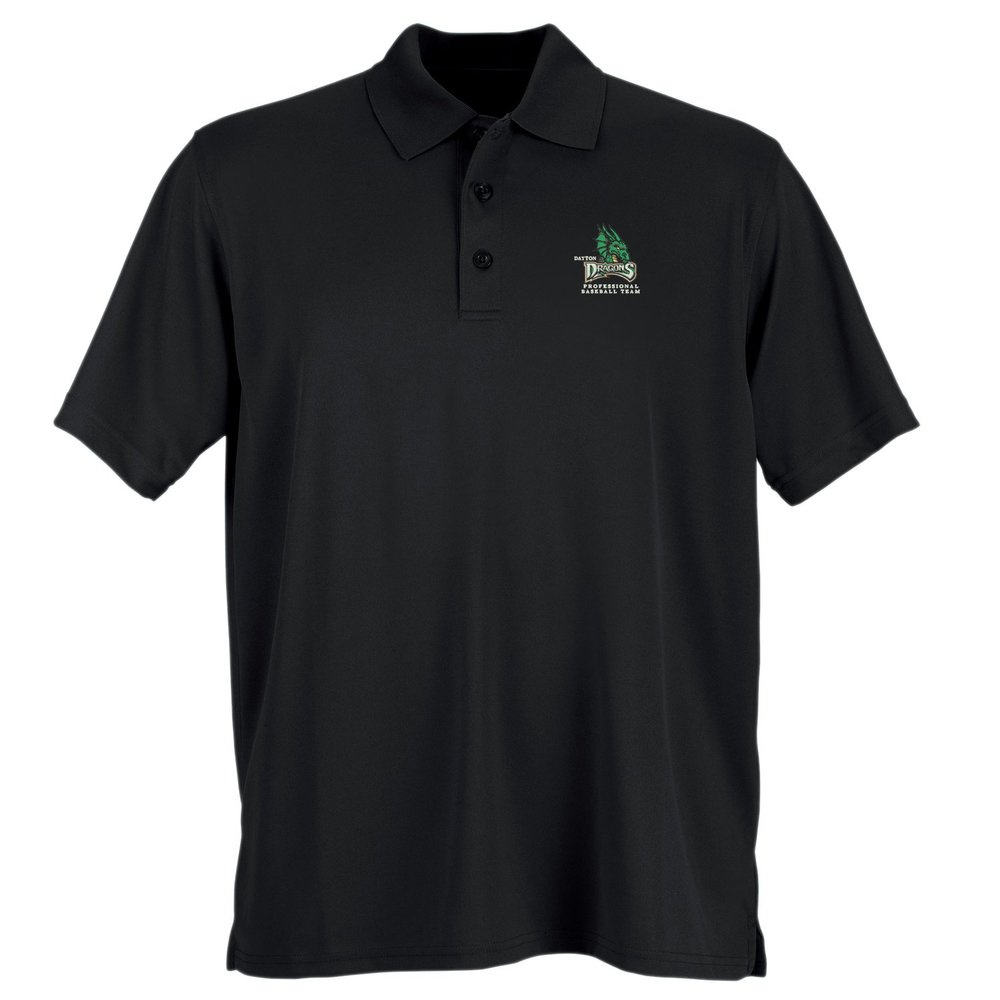 528RC Minor League Baseball Dayton Dragons Men's Performance Mesh Polo Shirt, Small, Black