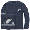 LEAGUE&CO West Virginia Vintage Wash Long Sleeve Pocket Tee-Spring Navy-Medium view 1