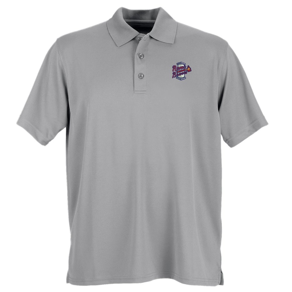 528RC Minor League Baseball Rome Braves Men's Performance Mesh Polo Shirt, XX-Large, Gray