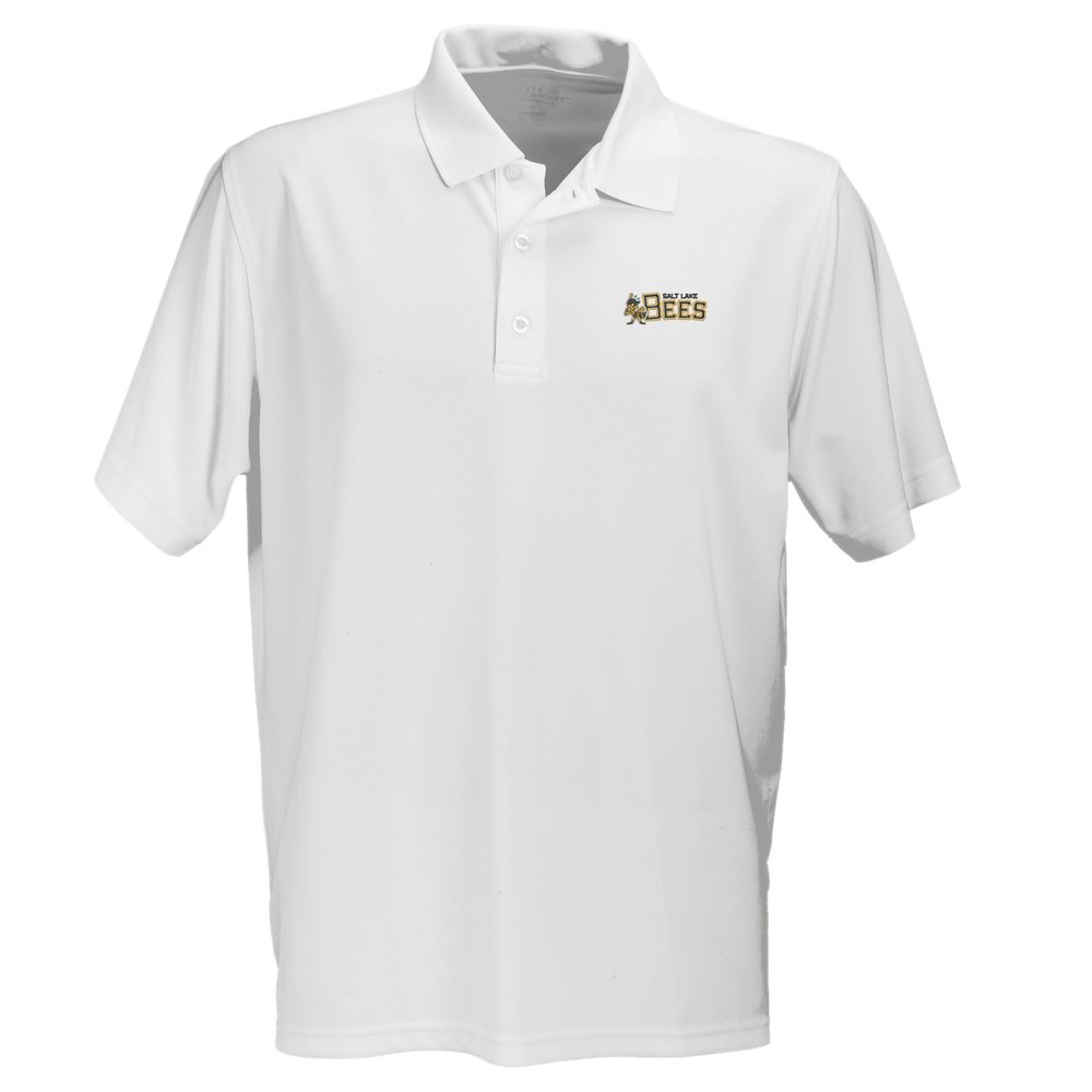 Vantage Apparel Minor League Baseball Salt Lake Bees Men's Performance Mesh Polo Shirt, Small, White
