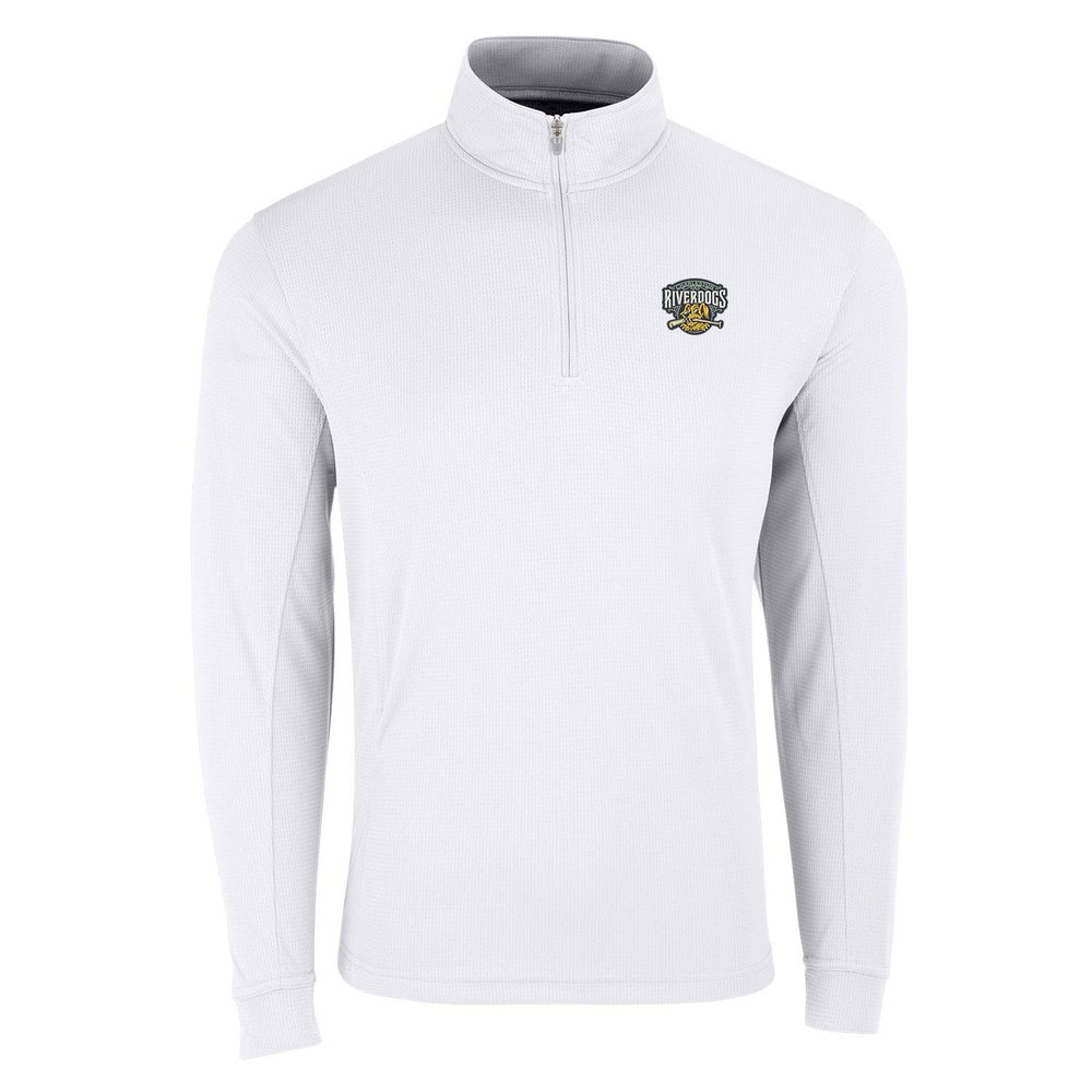 Vantage Apparel Minor League Baseball Charleston River Dogs 1/4-Zip Tech Pullover, White, XL