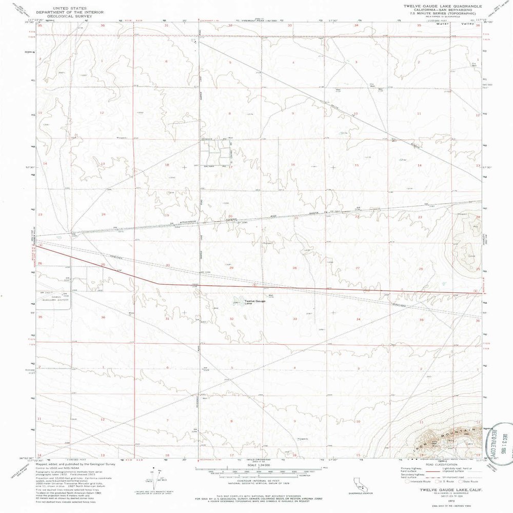 YellowMaps Twelve Gauge Lake CA topo map, 1:24000 Scale, 7.5 X 7.5 Minute, Historical, 1973, Updated 1985, 26.7 x 21.5 in - Tyvek