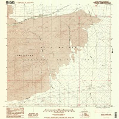 Kelso Dunes CA topo map, 1:24000 Scale, 7.5 X 7.5 Minute, Historical, 1984, Updated 1985, 26.7 x 21.5 in - Tyvek