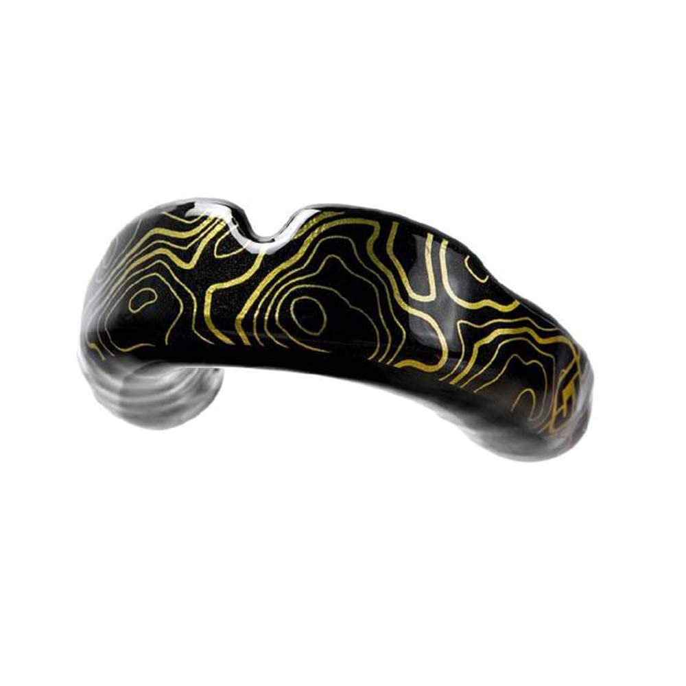 GuardLab APEX Mouthguard w/Case | Football, Basketball, Boxing, Wrestling, Soccer, Karate, Hockey, MMA | Adult & Youth | Pre-Indented for a Precise Fit (APEX/Topographic-Black, Small)