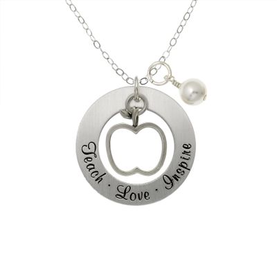 AJ's Collection Personalized Make A Difference Sterling Silver Necklace. Customize a Round Charm. Choice of Sterling Silver Chain. Gift For Teachers, Professors or Just for Her. Appreciation Gift.