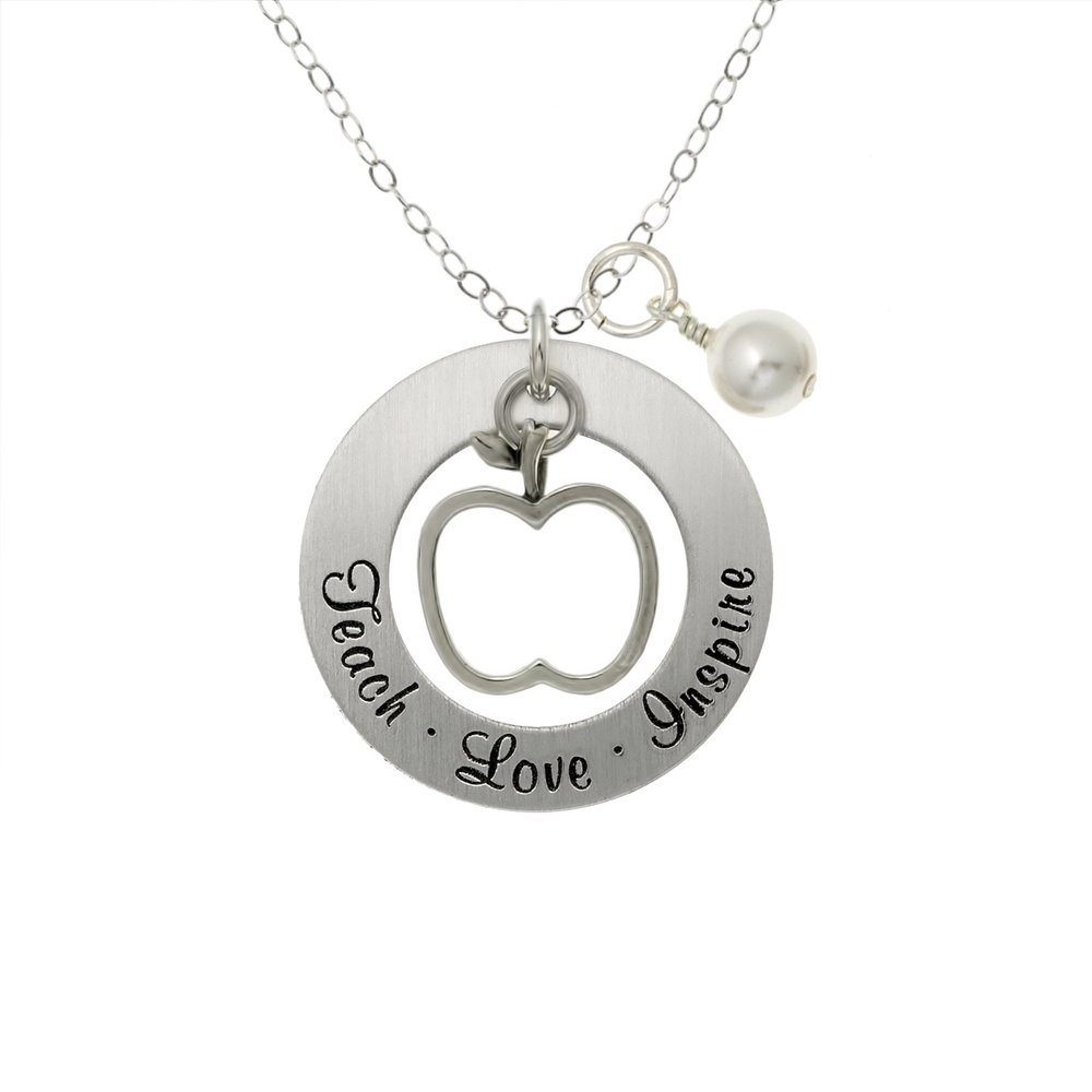 AJ's Collection Personalized Make A Difference Sterling Silver Necklace. Customize a Round Charm. Choice of Sterling Silver Chain. Gift For Teachers, Professors or Just for Her. Appreciation Gift.