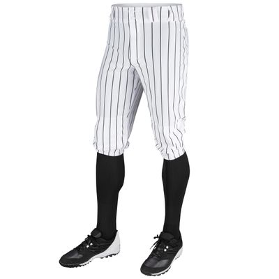 CHAMPRO boys Classic Youth Triple Crown Pinstripe Polyester Baseball Knicker, White, Black, X-Small US