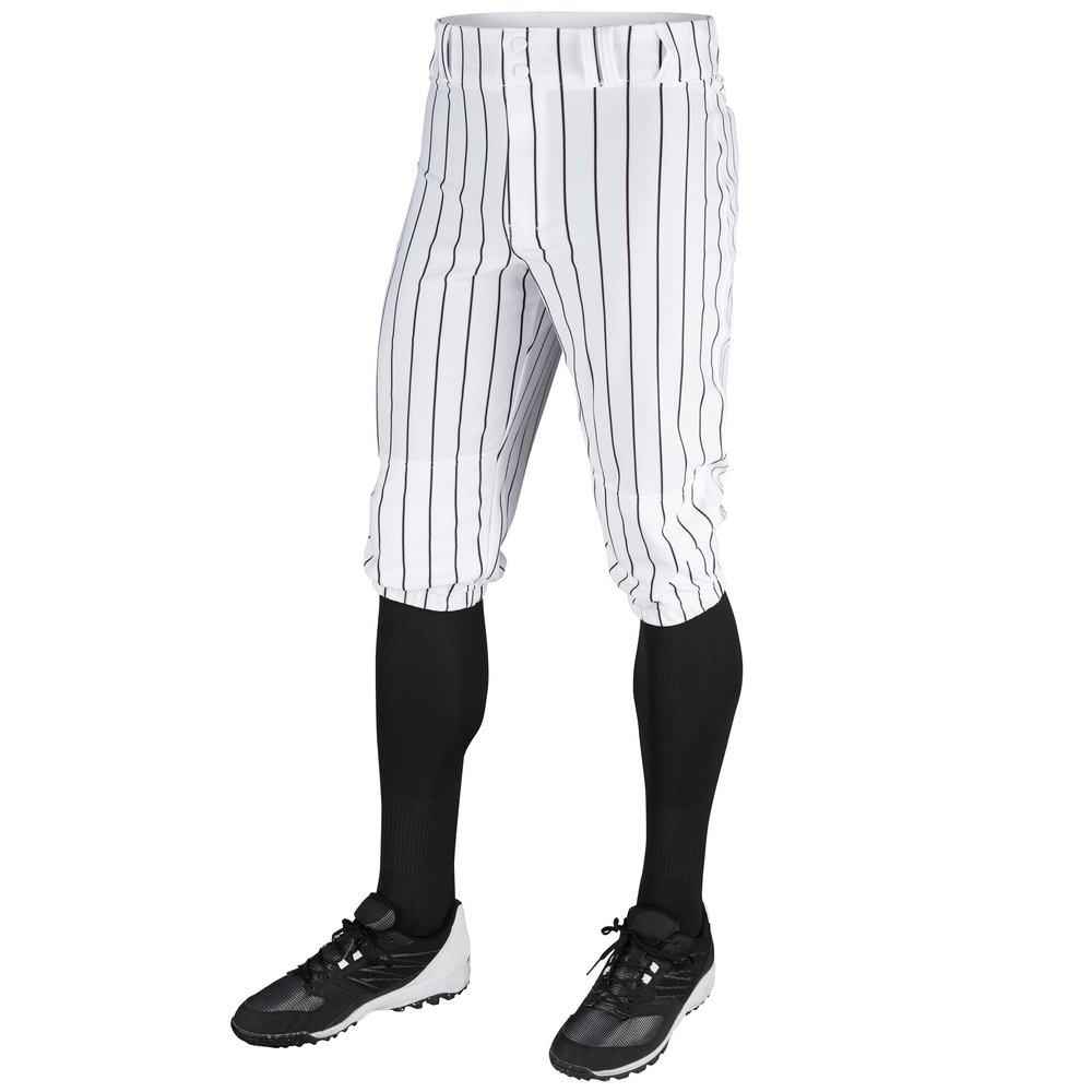 CHAMPRO boys Classic Youth Triple Crown Pinstripe Polyester Baseball Knicker, White, Black, X-Small US