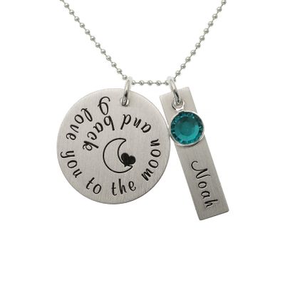 AJ's Collection Personalized To The Moon Sterling Silver Necklace. Customize a Rectangle Charm. Choice of Sterling Silver Chain. Famous Children's Book Quote. Gift For Your Significant Other.