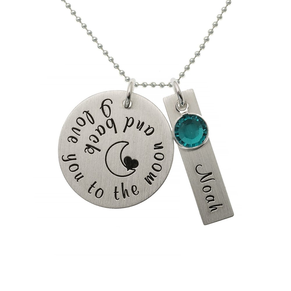 AJ's Collection Personalized To The Moon Sterling Silver Necklace. Customize a Rectangle Charm. Choice of Sterling Silver Chain. Famous Children's Book Quote. Gift For Your Significant Other.