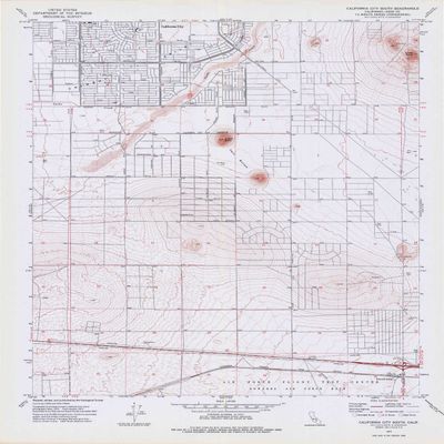 YellowMaps California City South CA topo map, 1:24000 Scale, 7.5 X 7.5 Minute, Historical, 1973, Updated 1976, 27 x 21.4 in - Tyvek