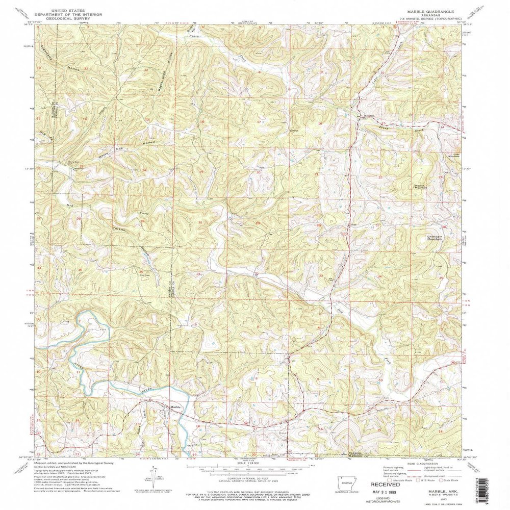 YellowMaps Marble AR topo map, 1:24000 Scale, 7.5 X 7.5 Minute, Historical, 1973, Updated 1976, 26.7 x 21.9 in - Tyvek