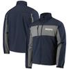Dunbrooke Men's Navy New England Patriots Circle Zephyr Softshell Full-Zip Jacket view 1