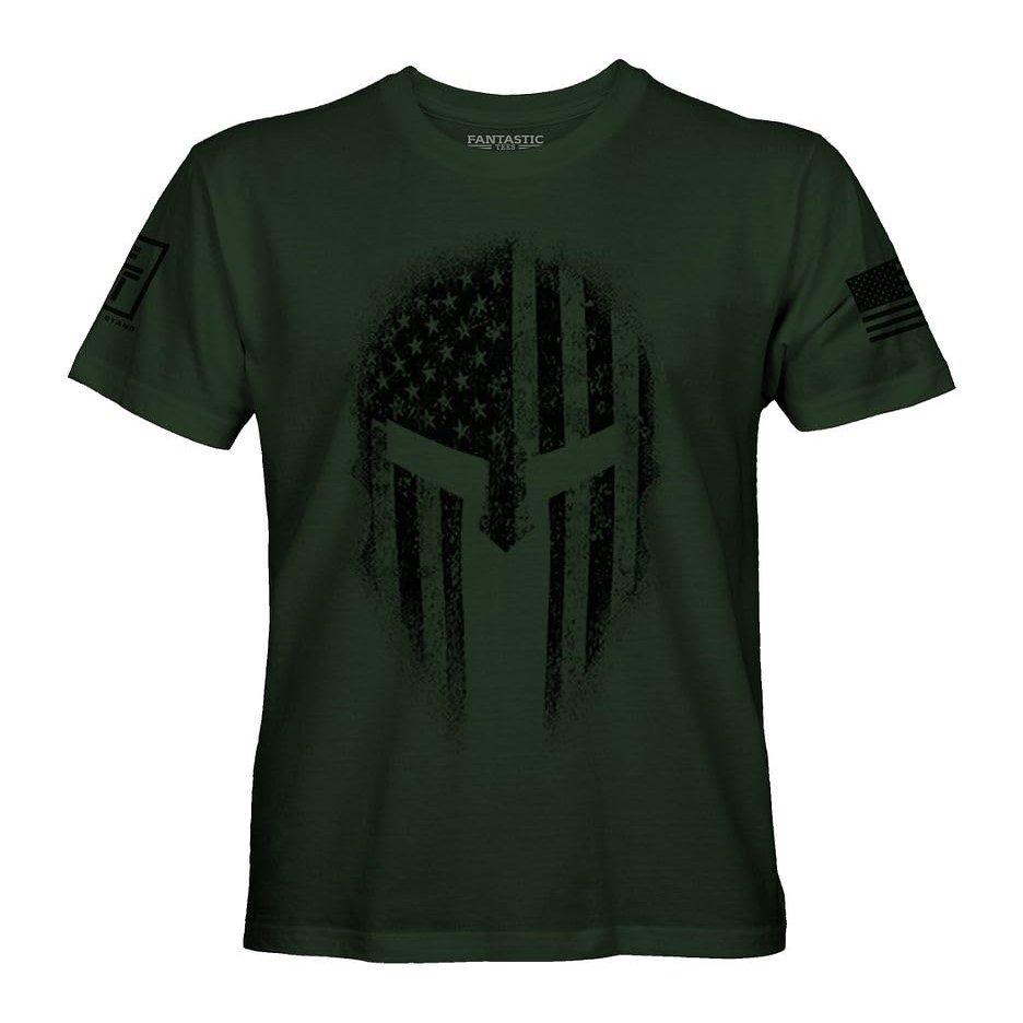 USA American Spartan Patriotic Shirts for Men T-Shirt (Forest Green, 5XL)