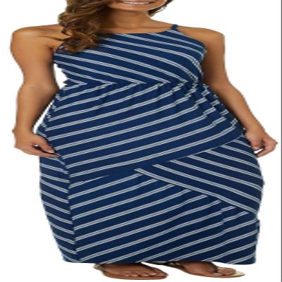 A. Byer Easy Breezy Maxi Dress (Juniors), Navy Stripe, L