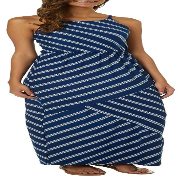 A. Byer Easy Breezy Maxi Dress (Juniors), Navy Stripe, L