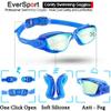 EverSport Kids Swim Goggles, Pack of 2 Swimming Goggles for Children Teens, Portable Anti-Fog Anti-UV Youth Swim Glasses Leak Proof for Age4-16, Green/Black & Mirrored Blue view 4