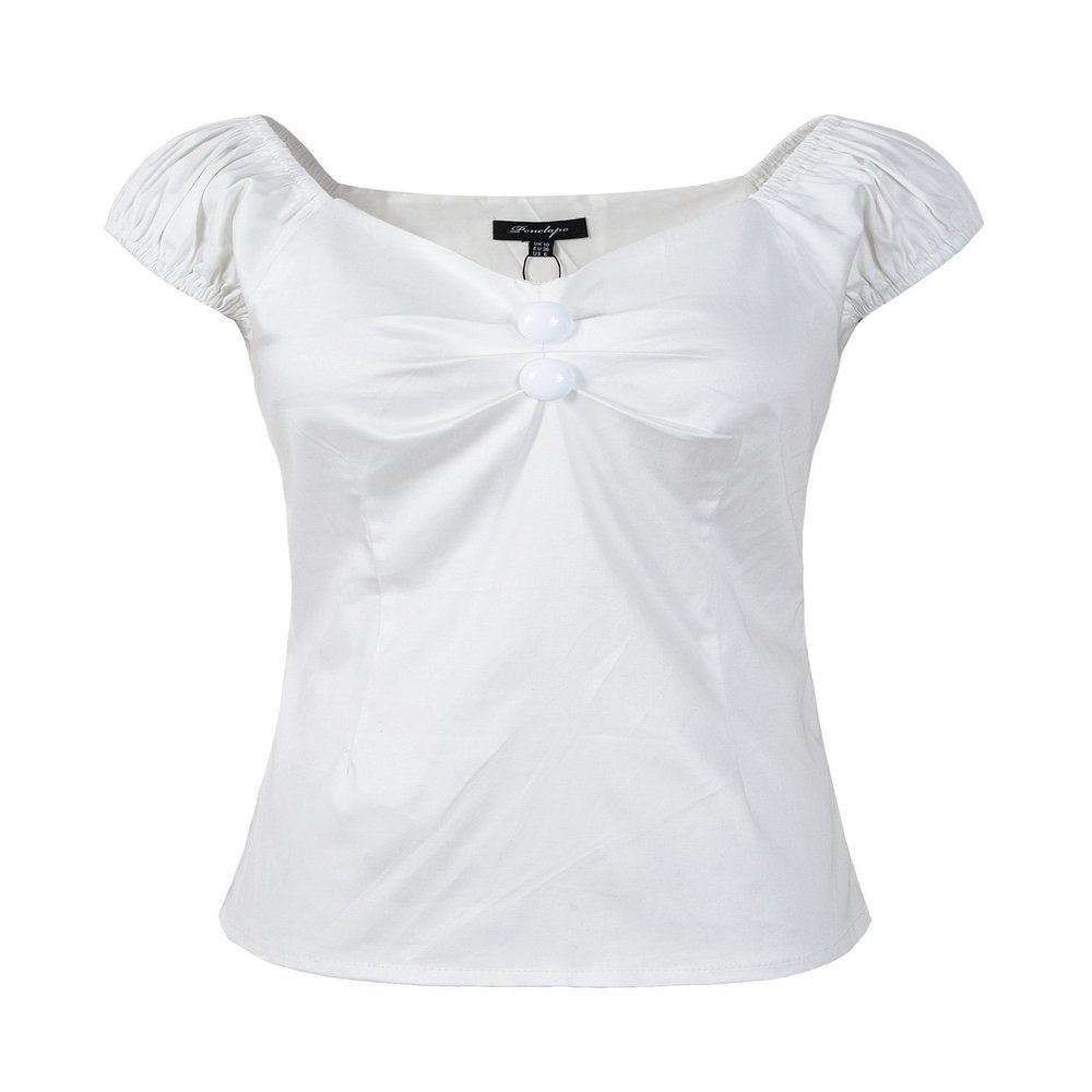 1950s Vintage Retro Dolores Top Rockabilly Pinup (US12, White)